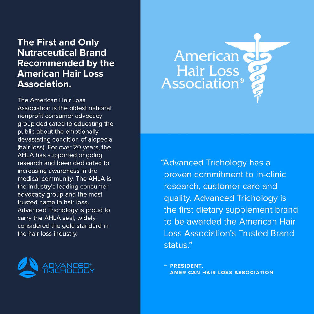 Advanced Trichology DHT Blocker bottle label highlighting gluten-free vegetarian formula.