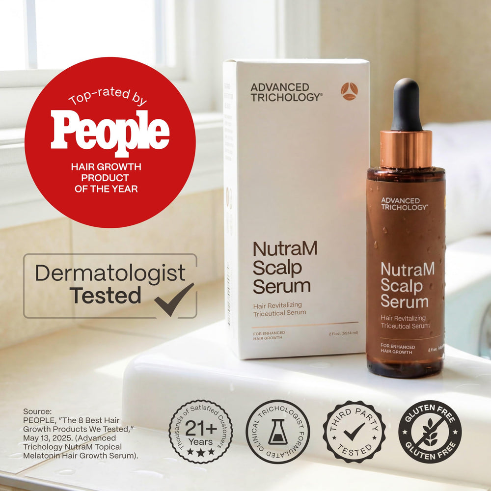 NutraM label close-up noting dermatologist testing and AHLA approval.