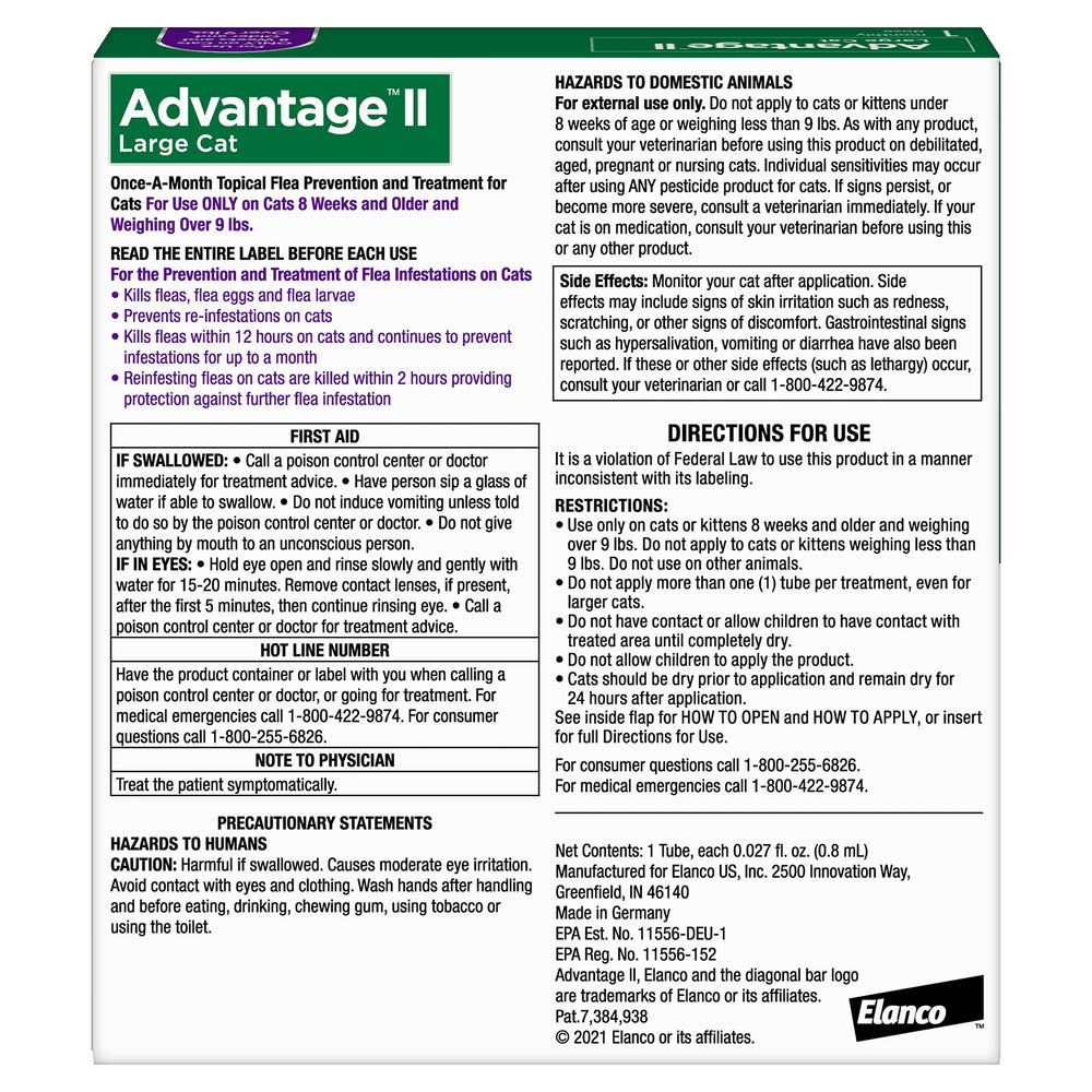 Advantage II Large Cat spot-on neck application on cat.