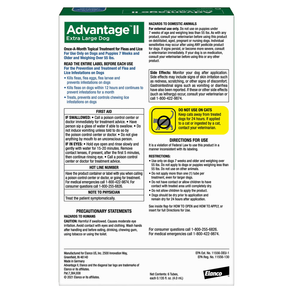Advantage II XL spot-on on a large dog demonstrates easy topical application.
