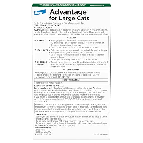 Advantage Large Cat flea drops kill fleas within 12 hours after application.