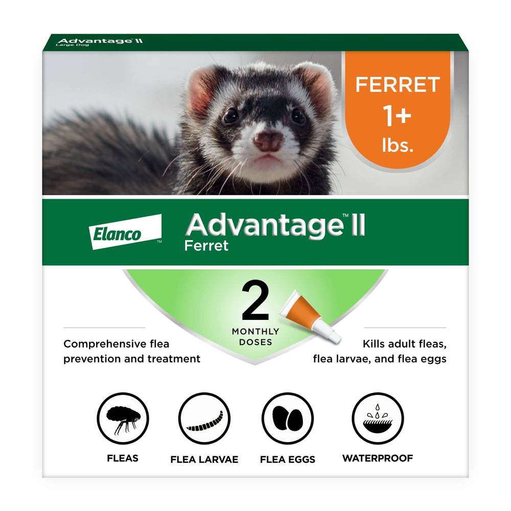 Advantage II Ferret spot-on neck application for simple monthly flea prevention on ferrets.