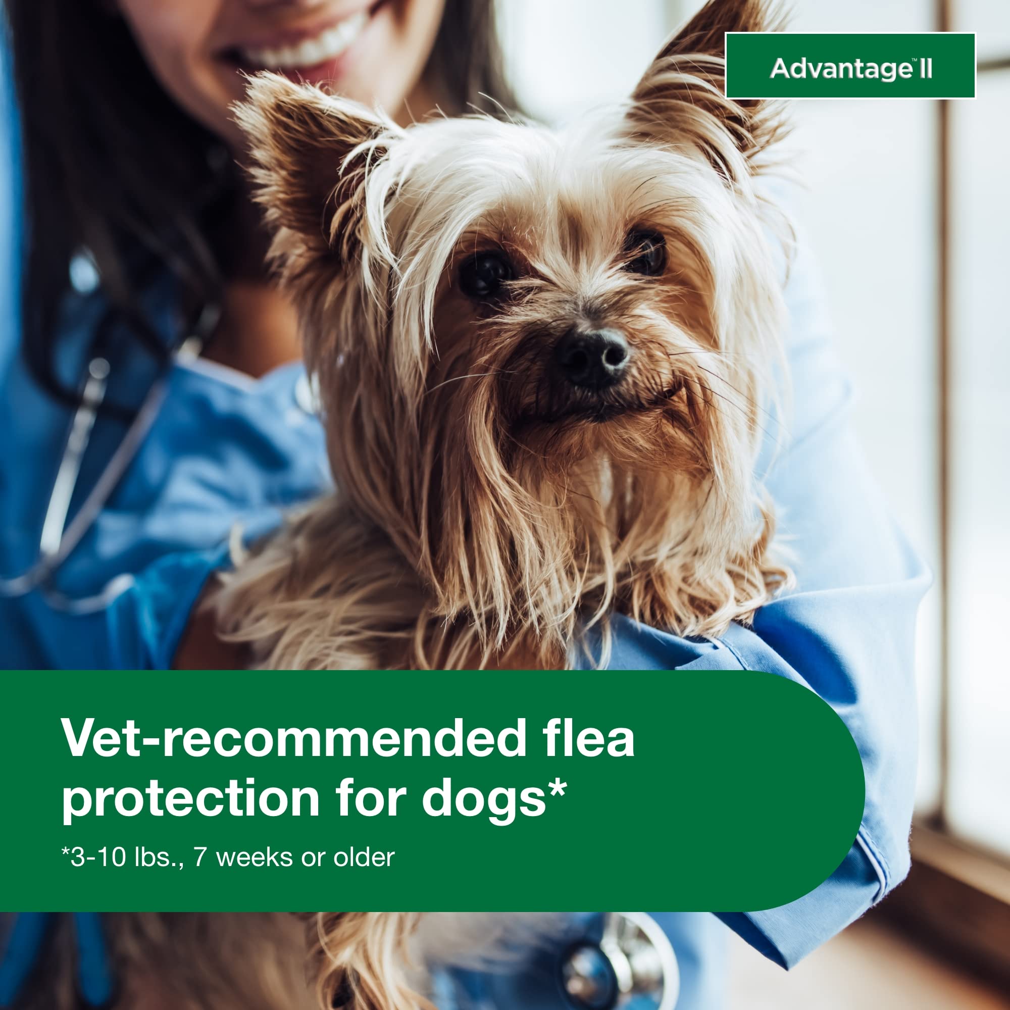 Advantage II Small Dog fragrance‑free formula suitable for sensitive skin.