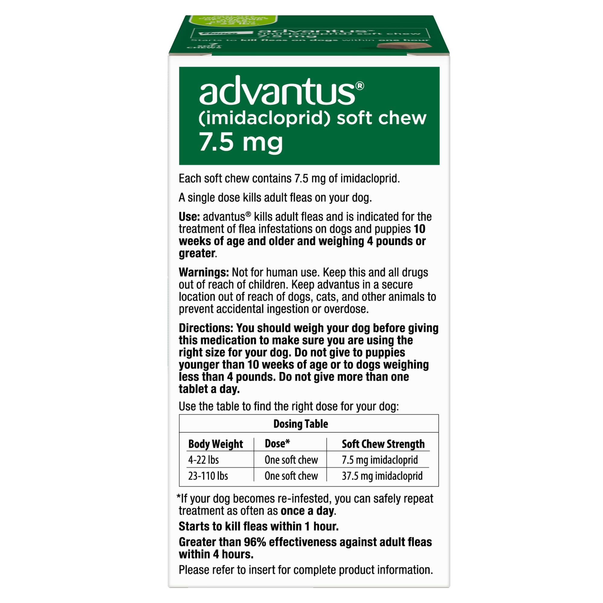 Advantus dog suitable for pets 10 weeks and older.