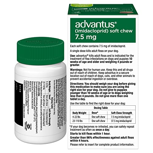 Advantus soft chew for dogs 4-22 lbs eases flea management.