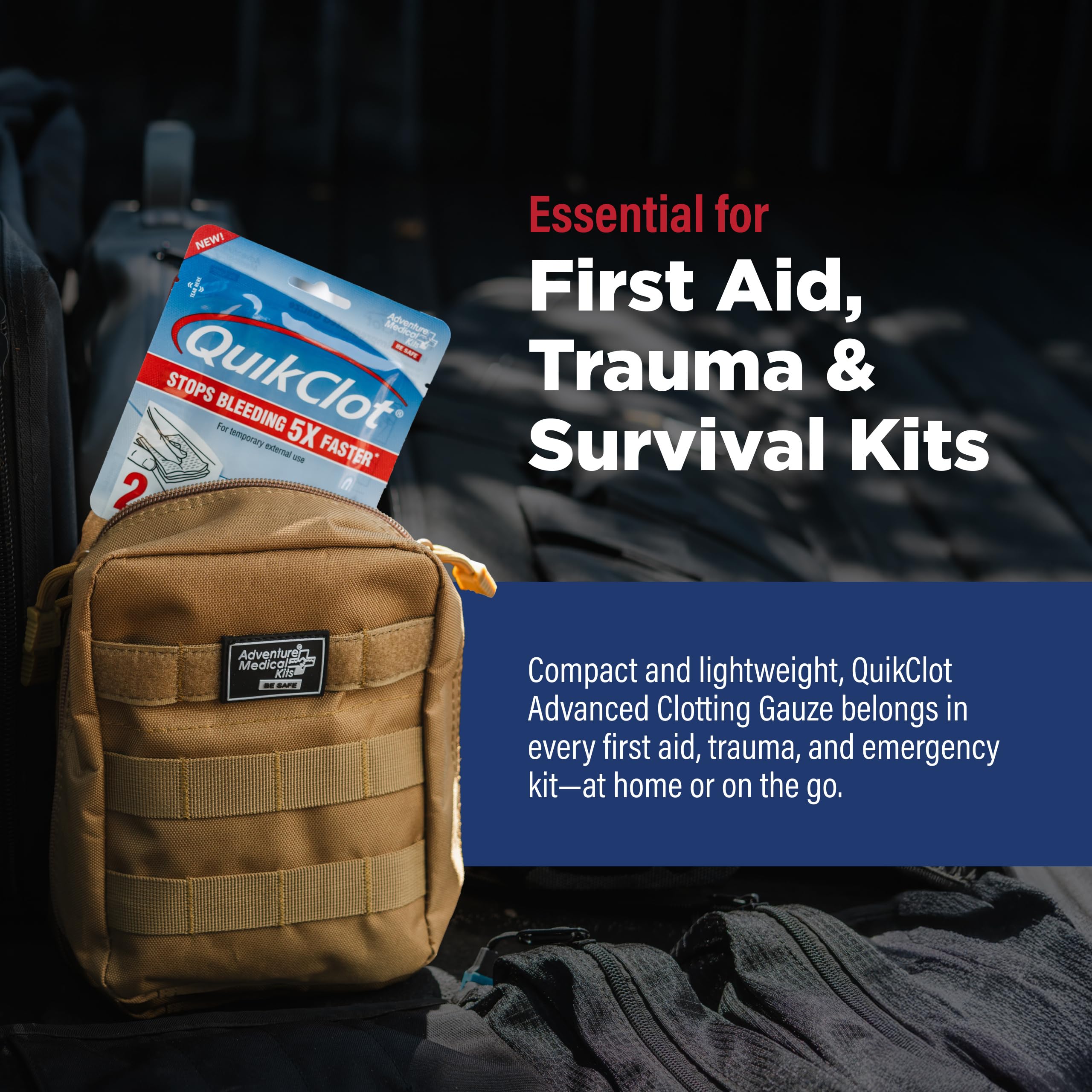 Fast application dressing from QuikClot Gauze by Adventure Medical Kits