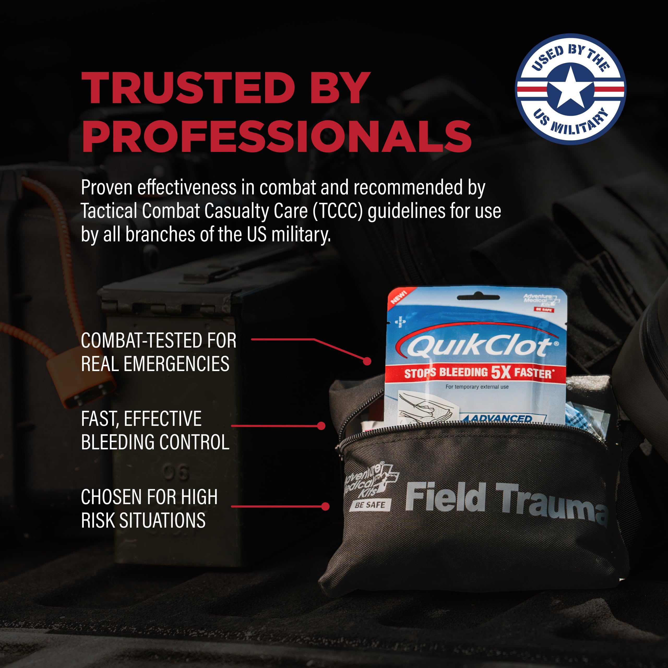 QuikClot gauze non stick pliable dressing conforms to wounds