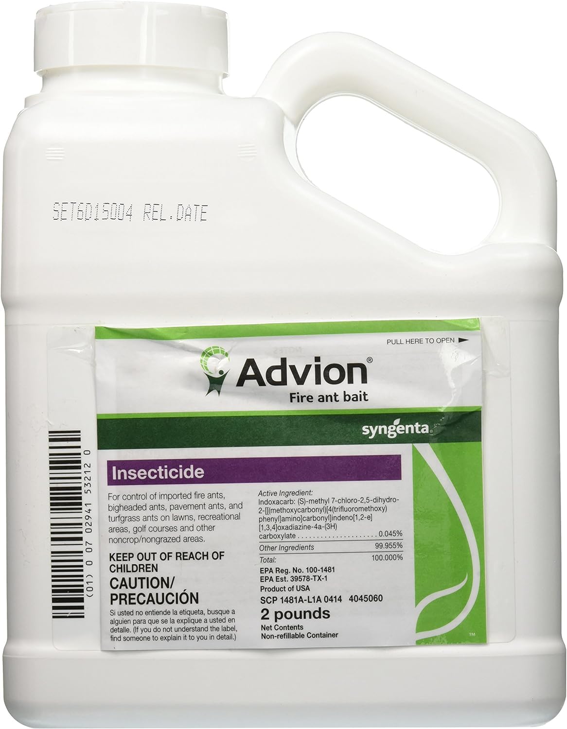 Advion fire ant bait 2lb packaging shows label for targeted control