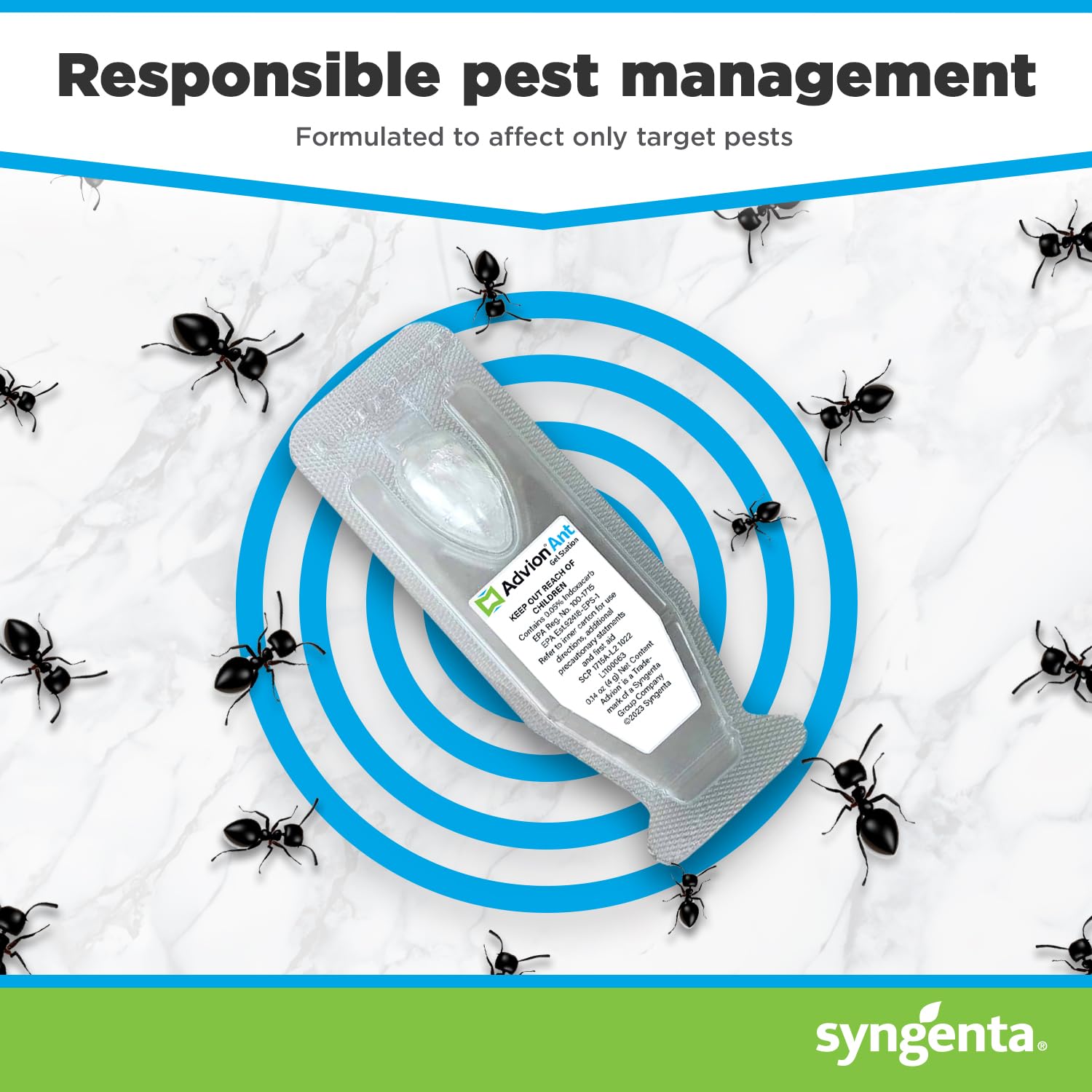 Advion diagram illustrating horizontal transfer across an ant colony