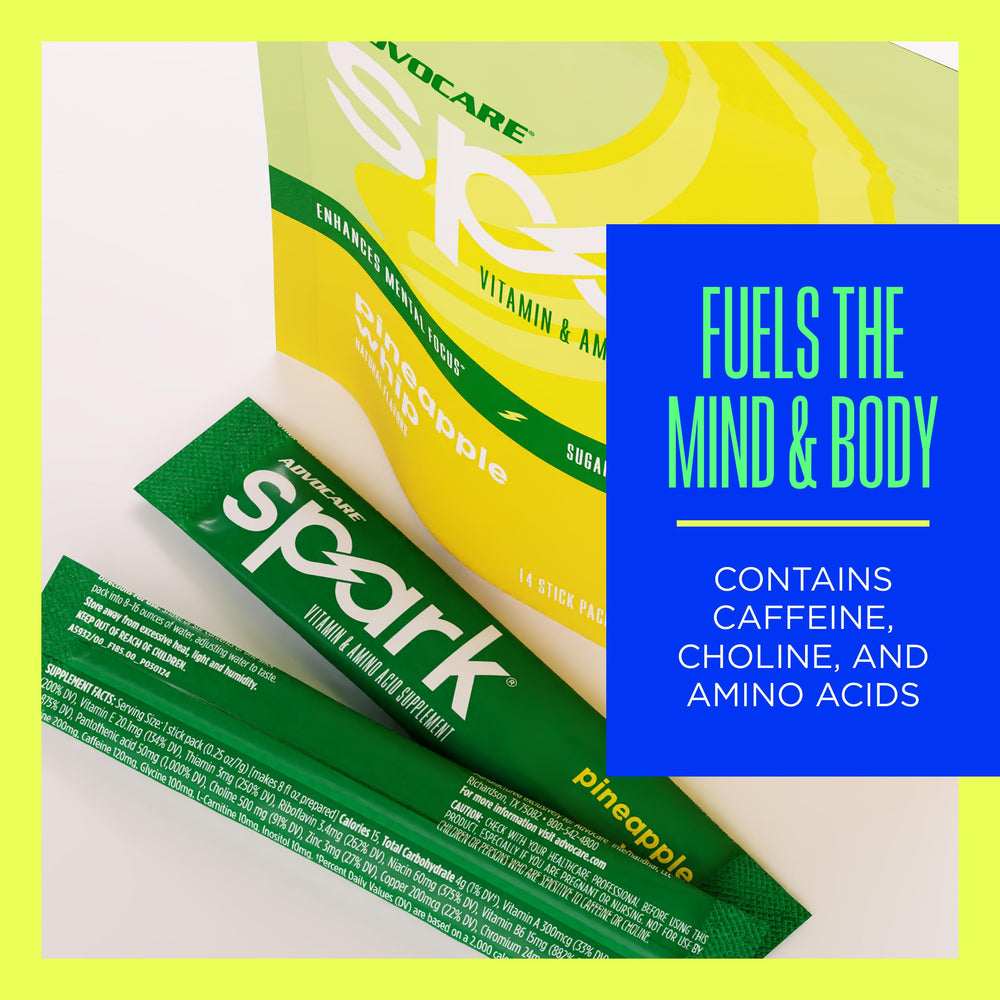AdvoCare Spark packaging box showing vitamin C and sugar-free claim.