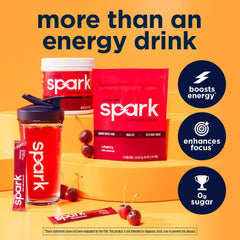 AdvoCare Spark Cherry packaging opened with nutrition facts and vitamins
