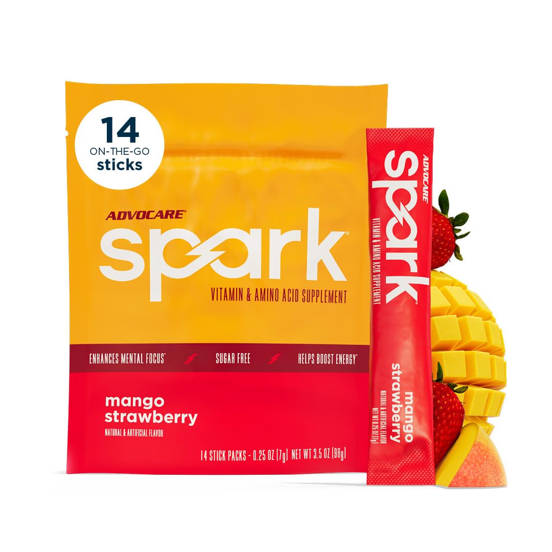 AdvoCare Spark energy stick pack on desk for a smooth morning boost.