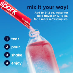 AdvoCare Spark glass with diluted strawberry solution after mixing
