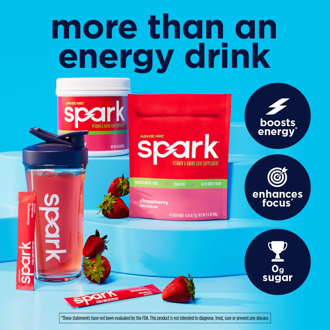 AdvoCare Spark strawberry powder dissolving in water for a refreshing drink