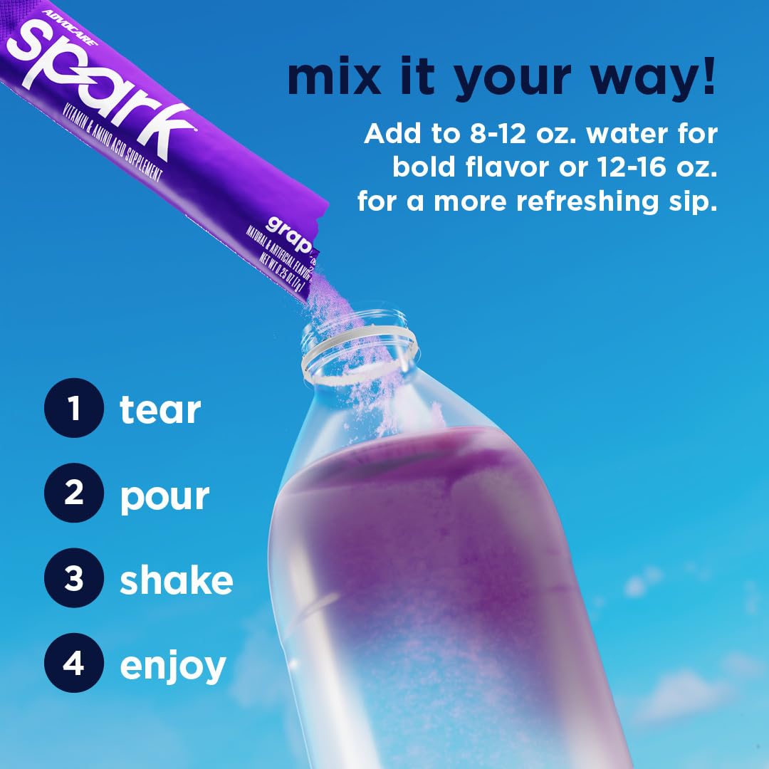 AdvoCare Spark travel stick beside a compact bottle for wellness on the move.