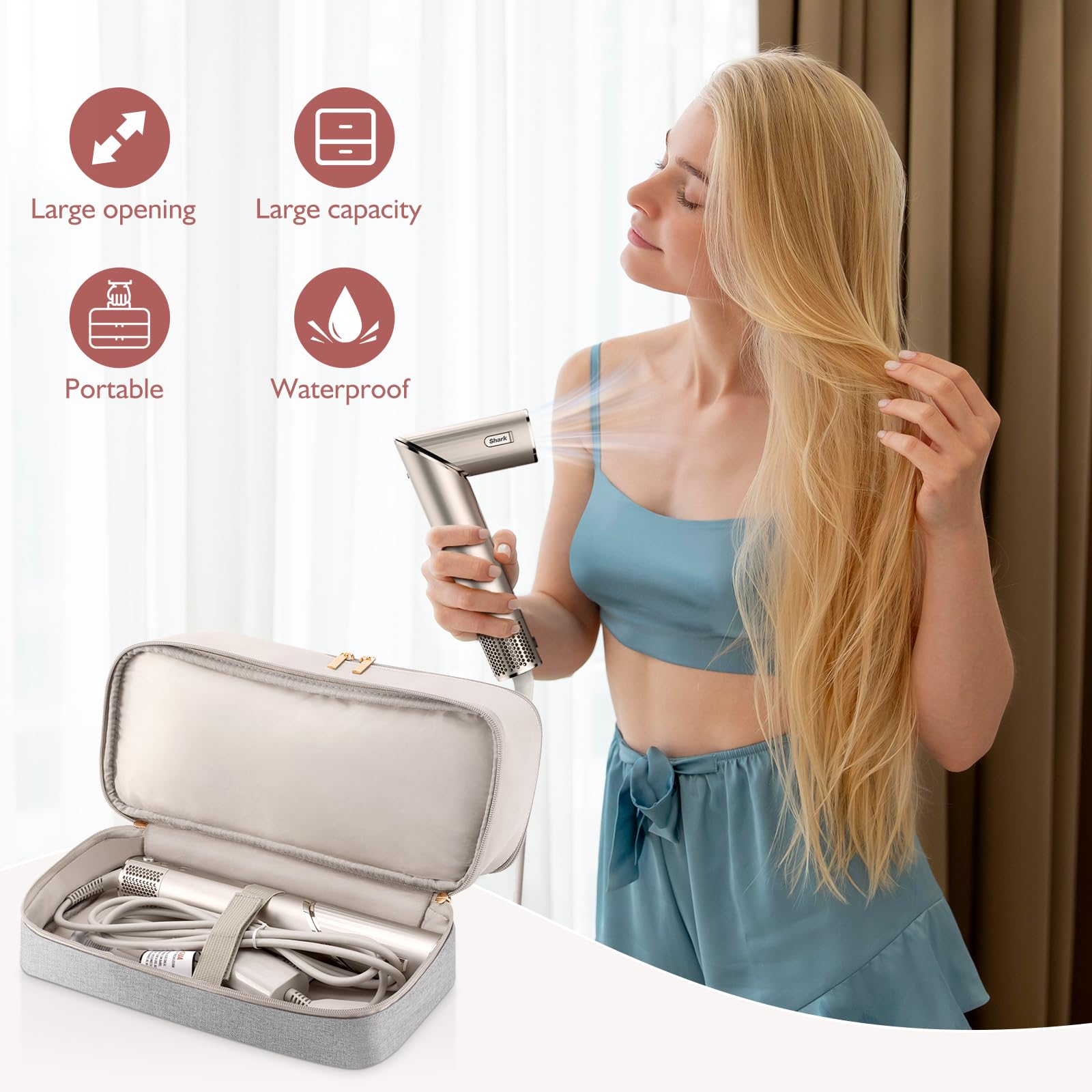 Compatible with Shark FlexStyle, Hyperair, SpeedStyle, and Airwrap shaper for versatile travel