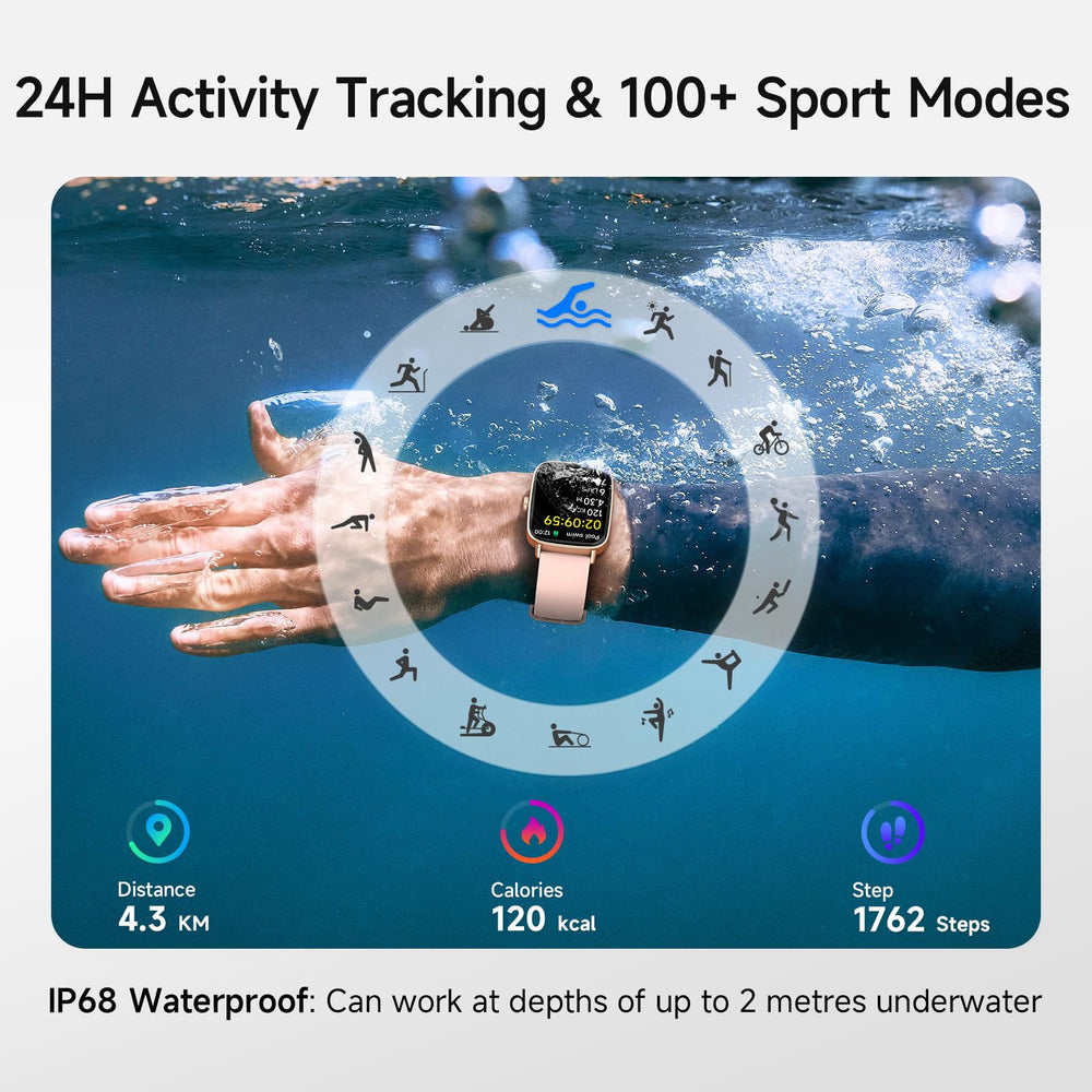 AEAC smart watch IP68 waterproof design for pool and rain resilience.