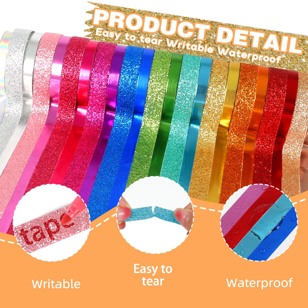 AEBORN glitter washi tape colors provide variety for scrapbooking
