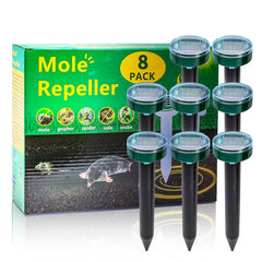 AECITY solar-powered mole repellent stake in sun protects your lawn.