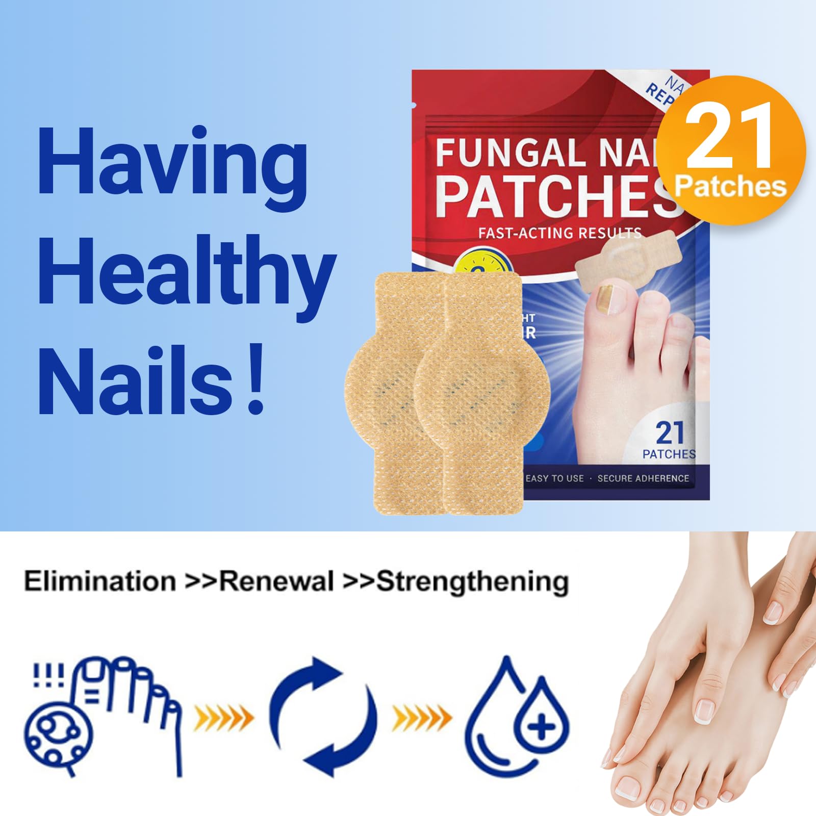 Aedydyce patch conforms to nail for comfort