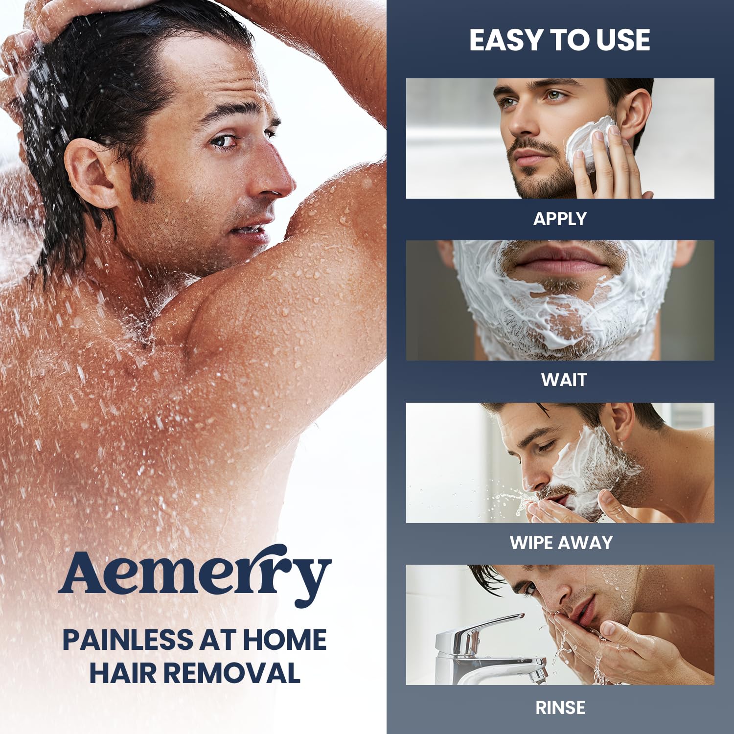 Aemerry all skin types formula packaging highlights suitability.