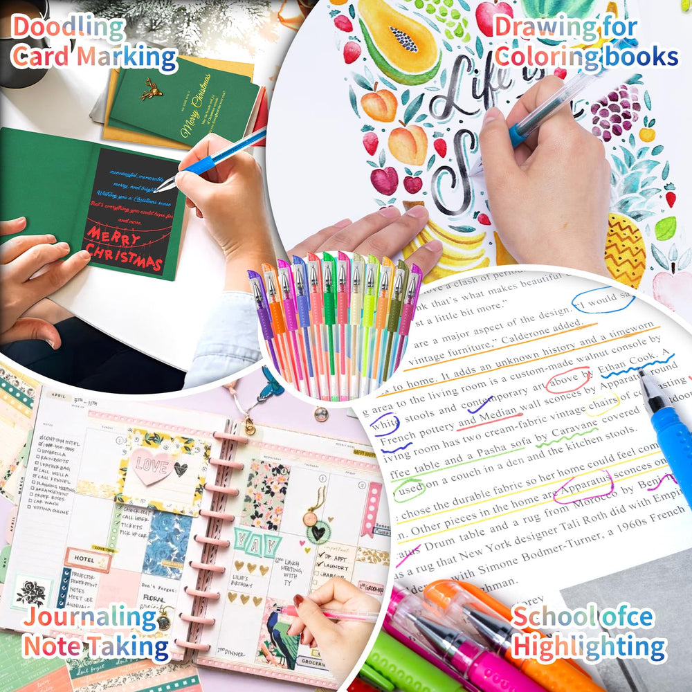 Aen Art Glitter Gel Pens use non-toxic, acid-free ink suitable for crafts.