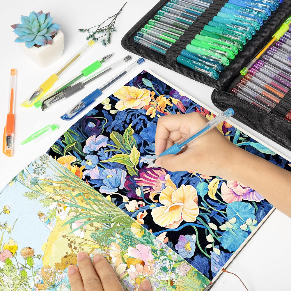 Aen Art carrying case keeps glitter gel pens organized and secure