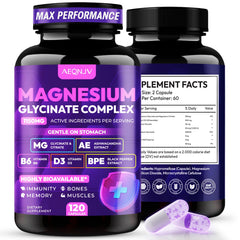 AEQNJV magnesium glycinate 1150mg bottle for daily mineral support