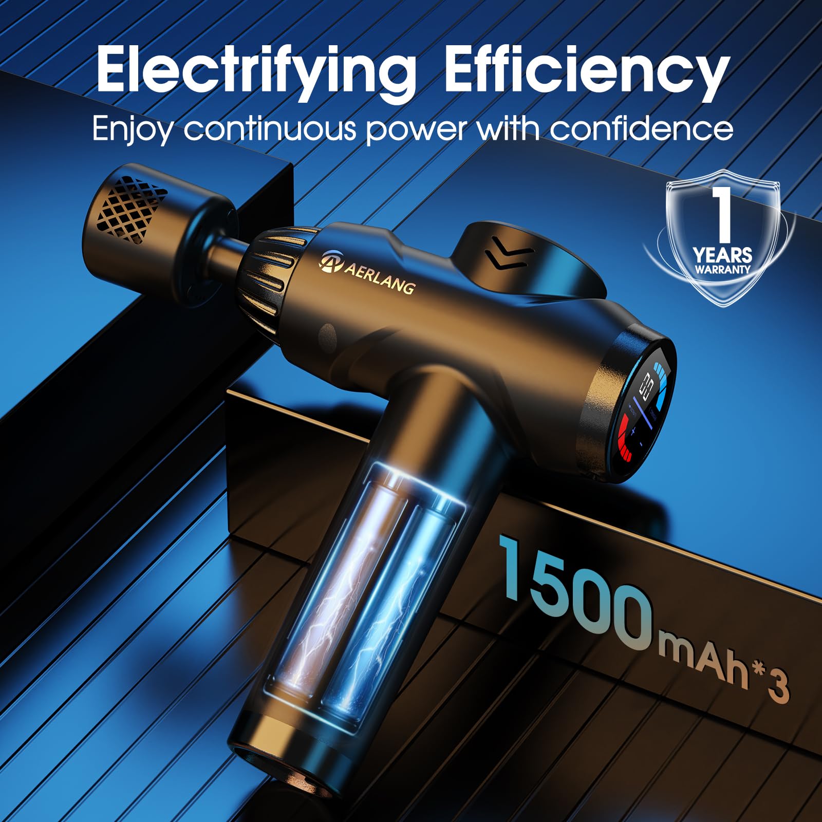 AERLANG massage gun USB-C charging for quick, convenient recharging.