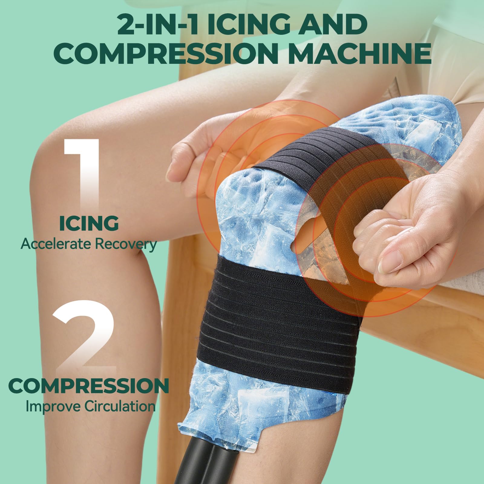 Aero Bear Ice Machine for hip recovery with continuous cooling sessions.