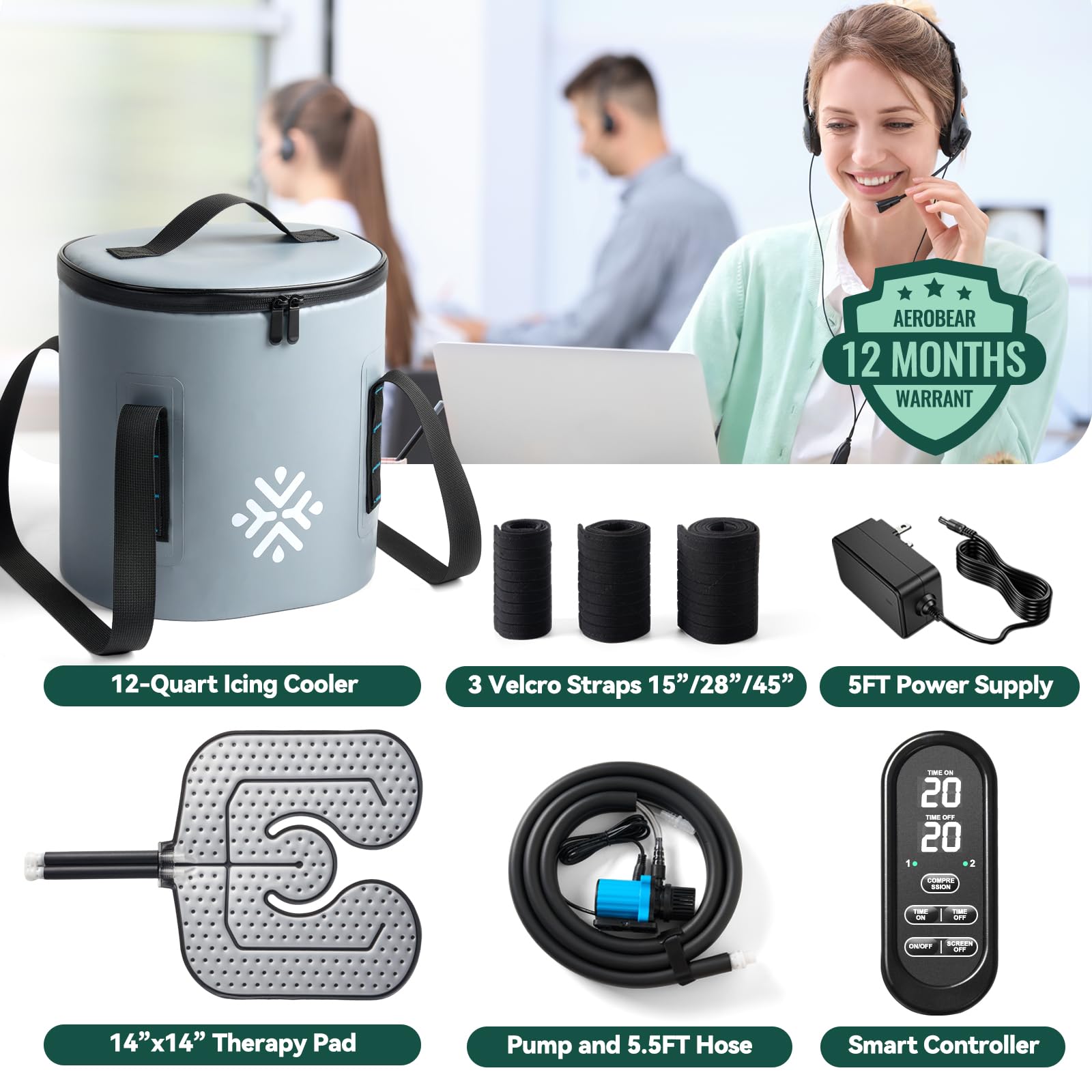 Aero Bear portable cooling system ideal for home, clinic, on-the-go.