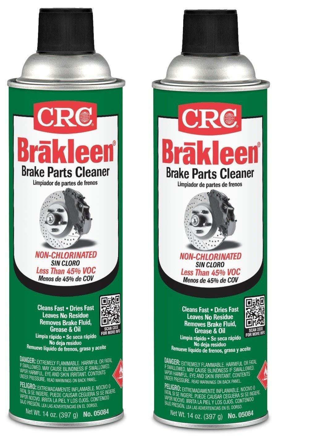 Aerosol BRAKLEEN brake cleaner bottle demonstrates chlorine-free cleaning for brake components.