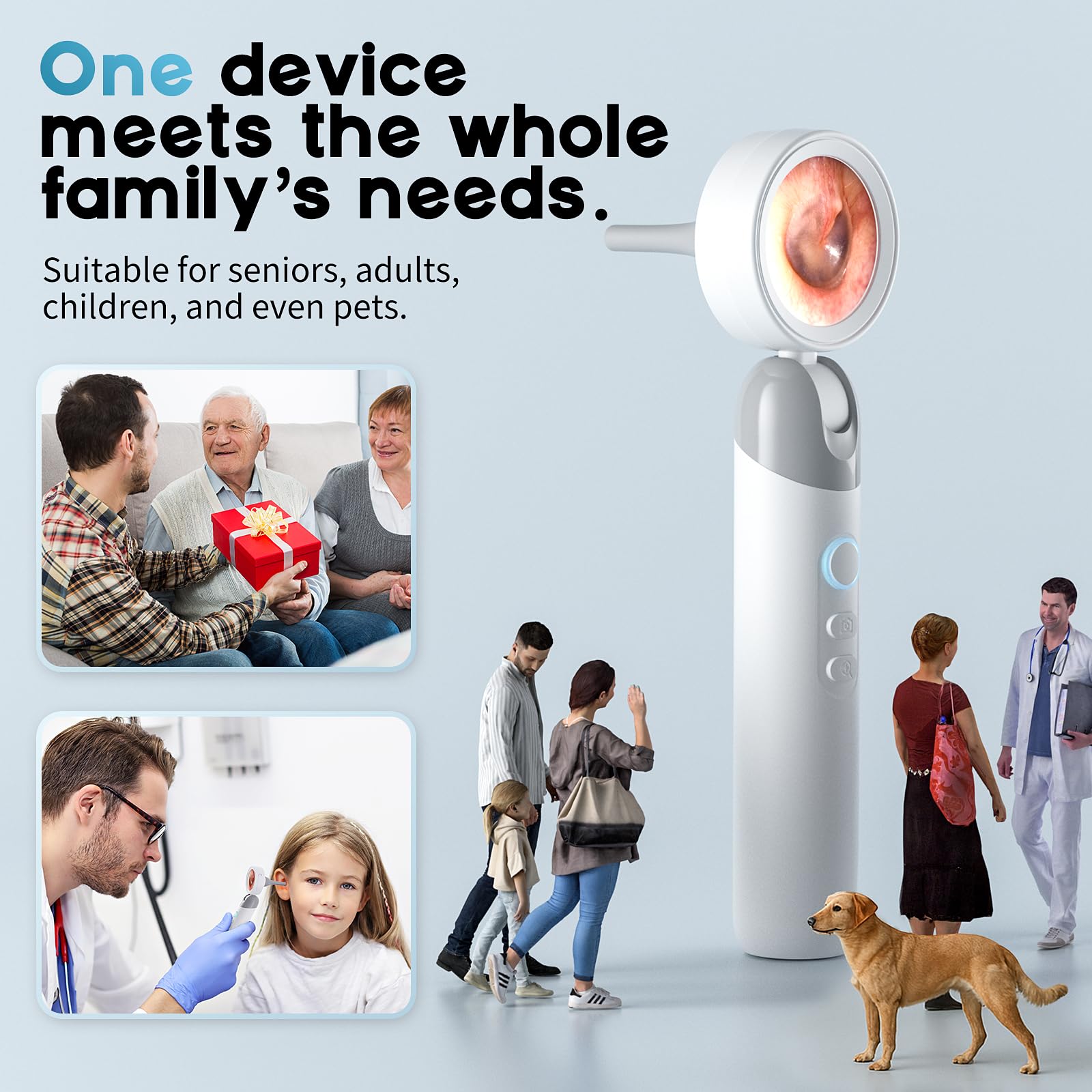 Aertnelz otoscope suitable for adults, kids, and pets for at-home care