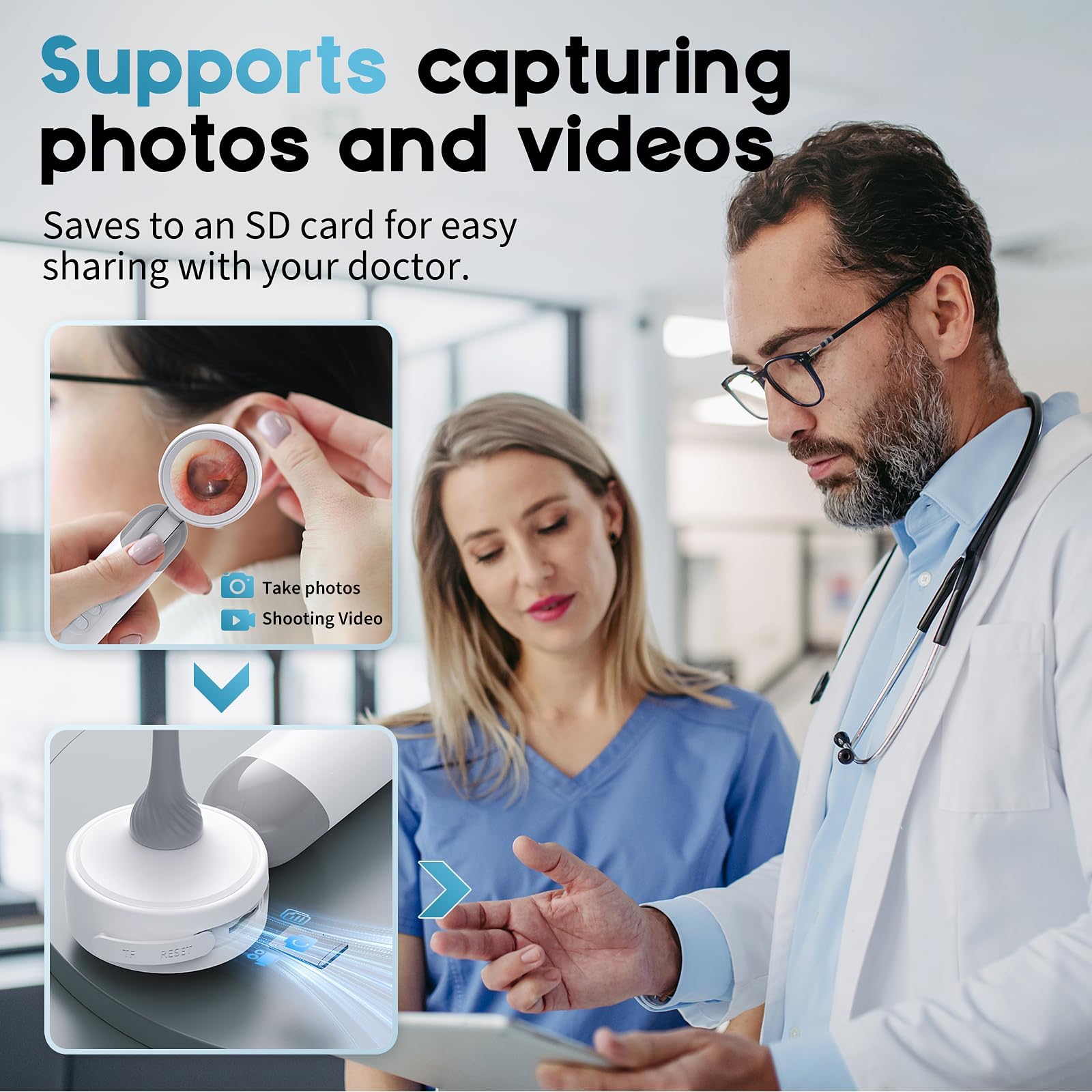 Aertnelz otoscope USB C charging for fast data transfer