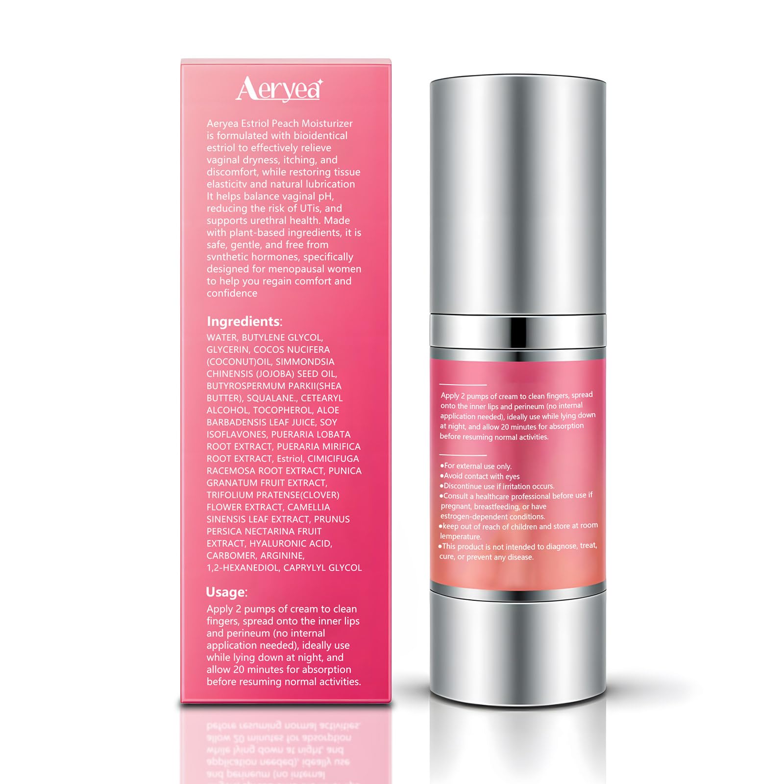 Aeryea Estriol Peach Cream soft, smooth skin after application.