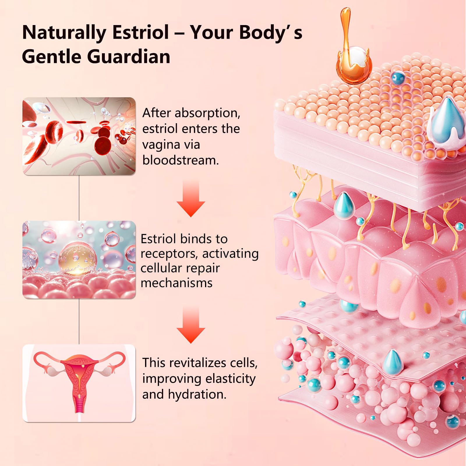 Close-up of the creamy texture from Aeryea Estriol Peach Cream.