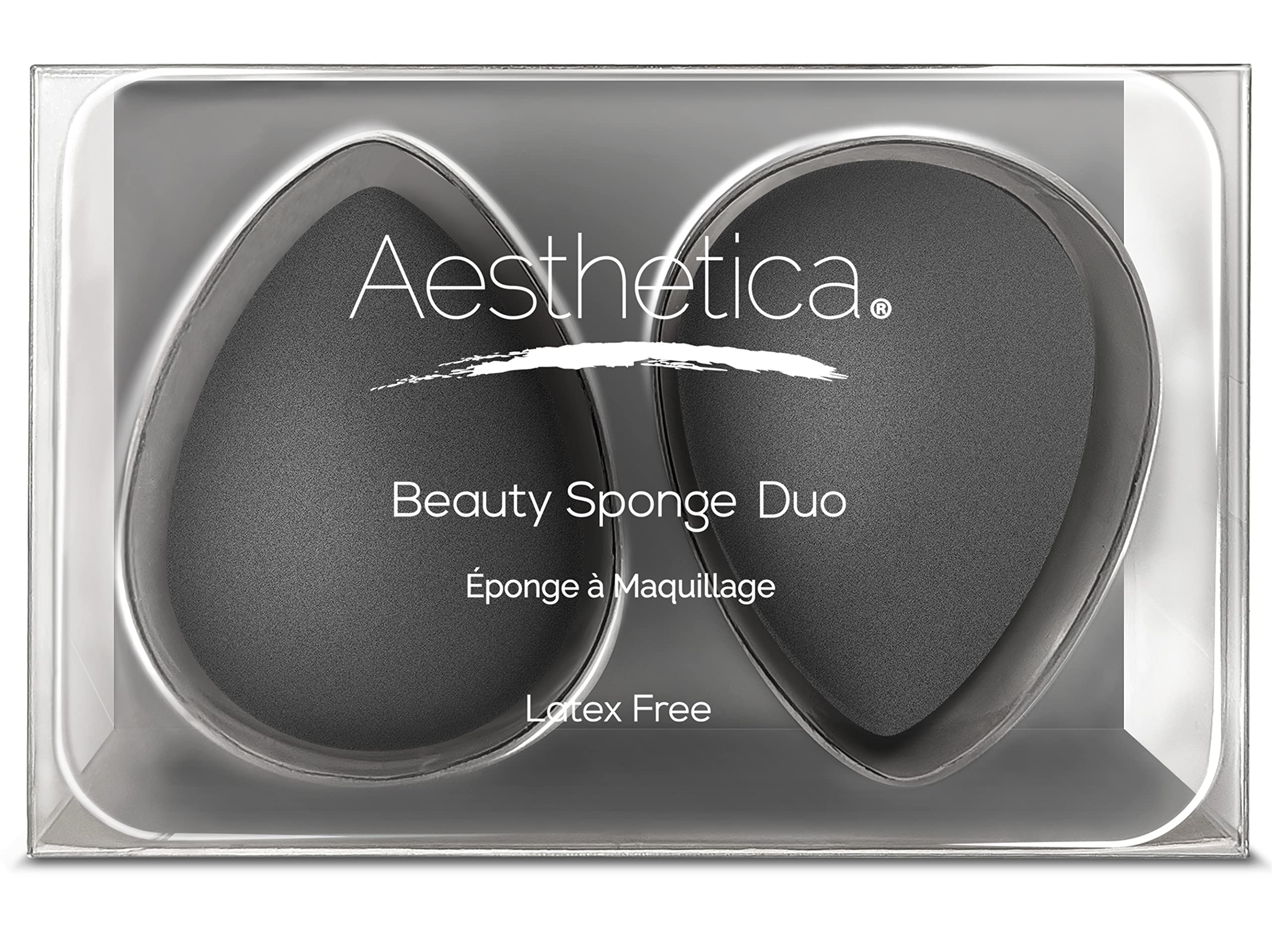 Aesthetica Cosmetics beauty sponge blender for flawless makeup application with powder, cream, or liquid makeup.