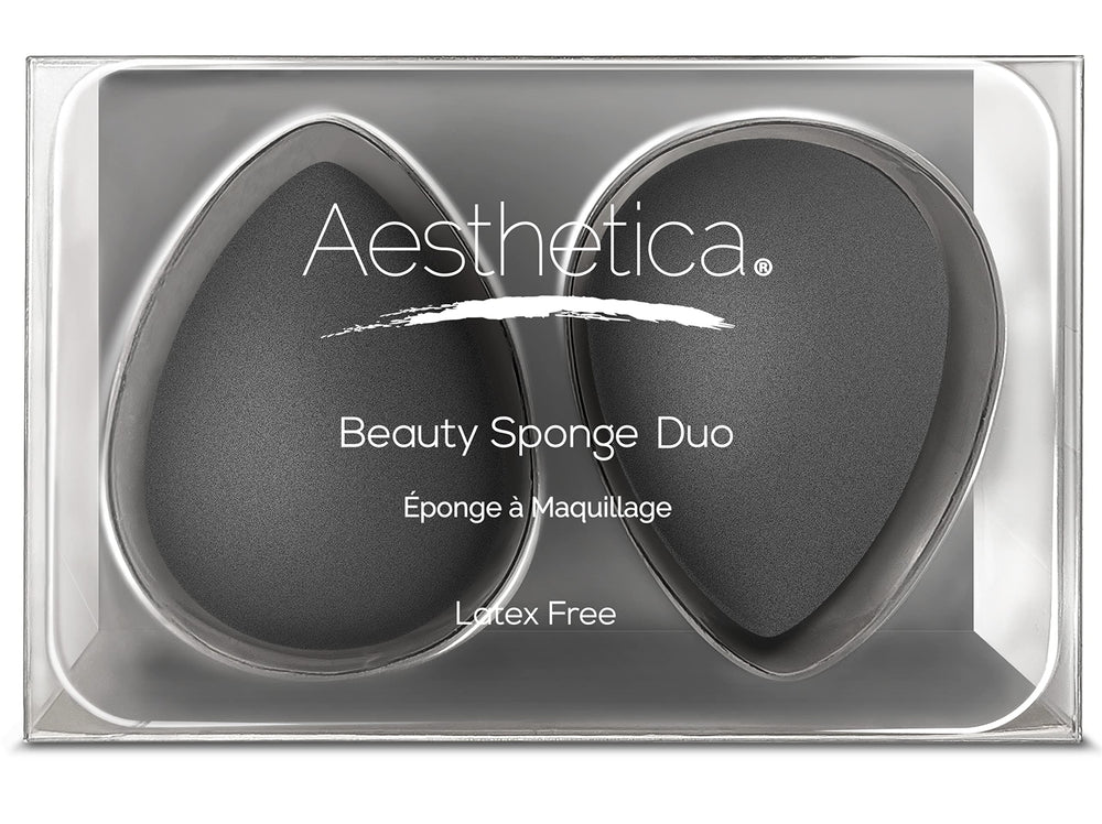 Aesthetica Cosmetics beauty sponge blender for flawless makeup application with powder, cream, or liquid makeup.