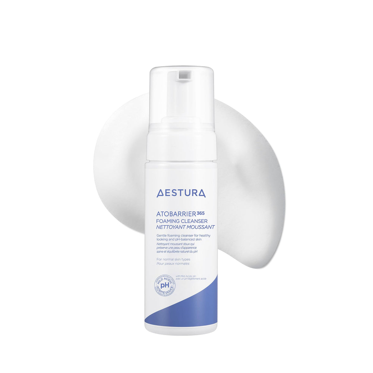 AESTURA ATOBARRIER365 bottle showing gentle cleansing for balanced skin.