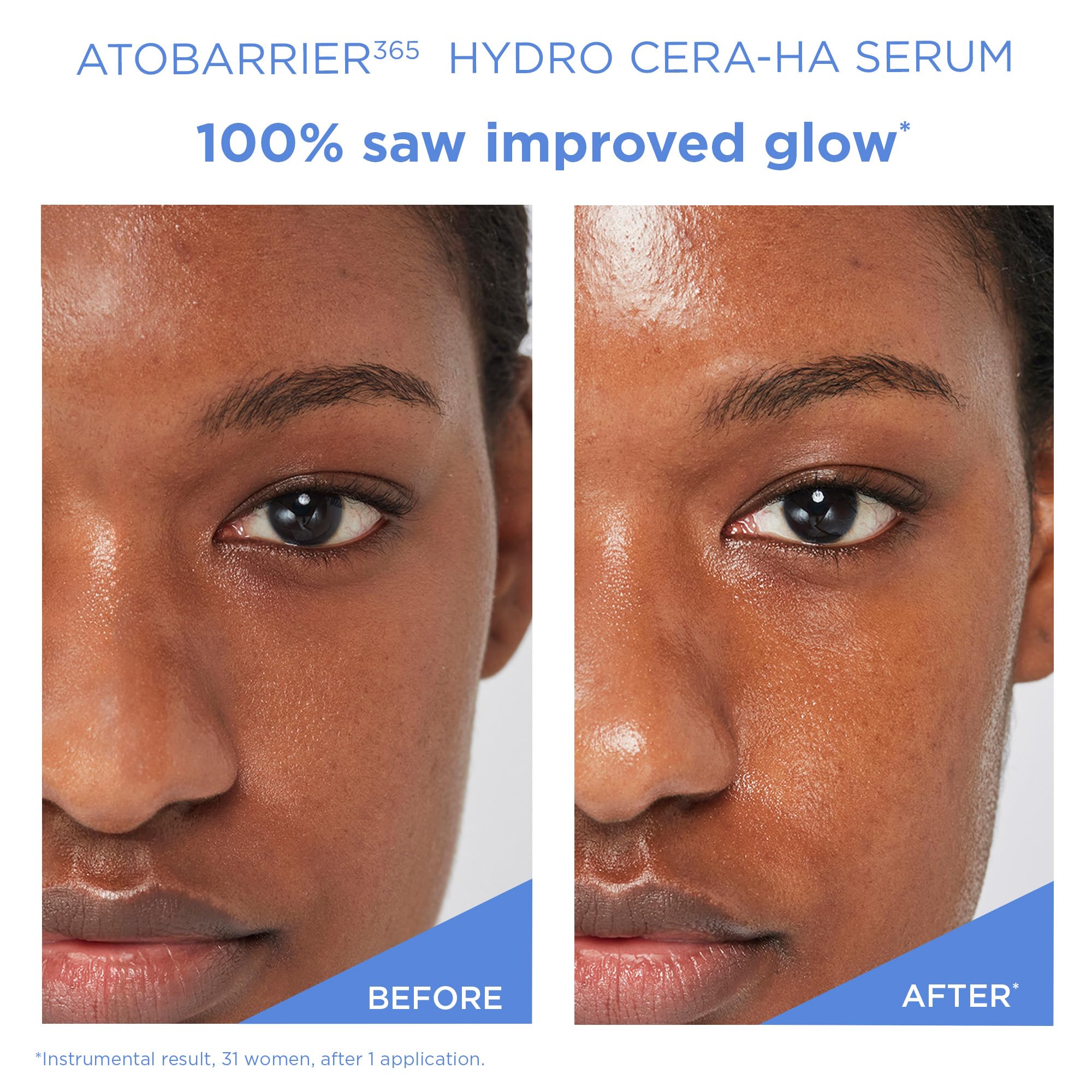 Derm-tested label on AESTURA ATOBARRIER365 hydro serum package for sensitive skin