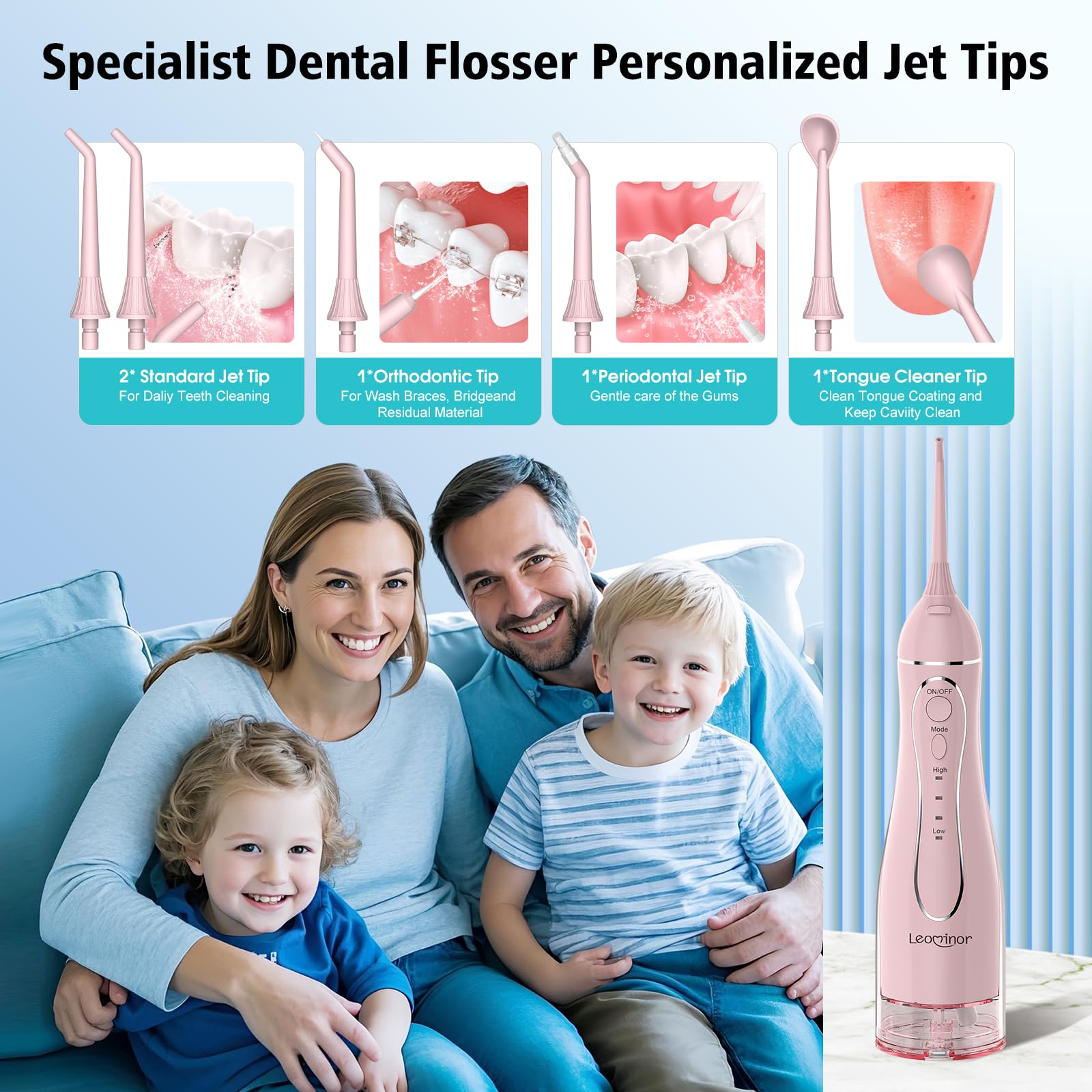 Aetiovek Leominor ergonomic handle enhances comfortable daily flossing.