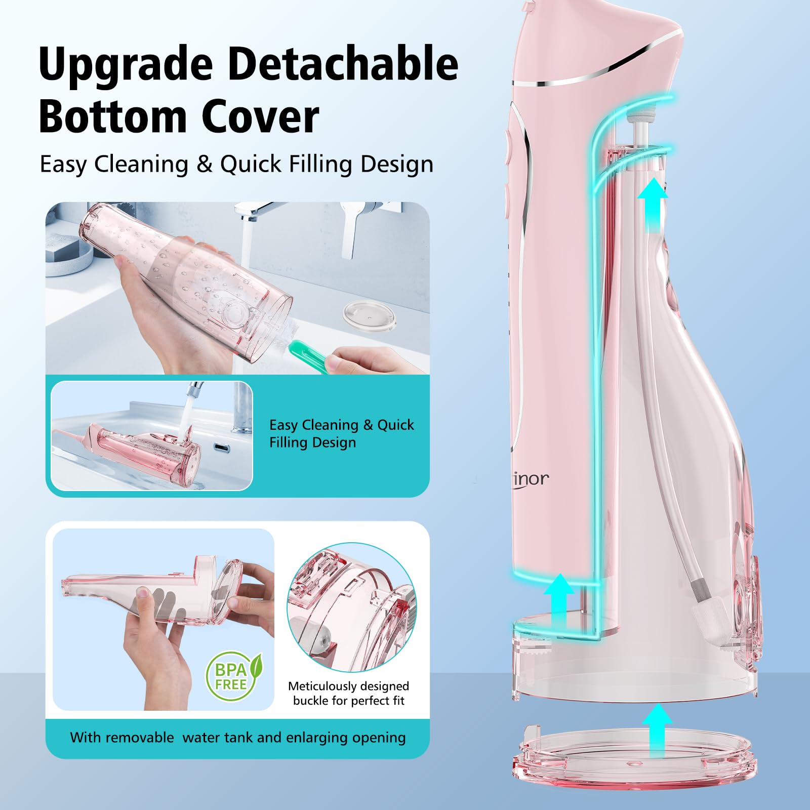 Aetiovek Leominor replaceable heads illustrate versatile cleaning options.
