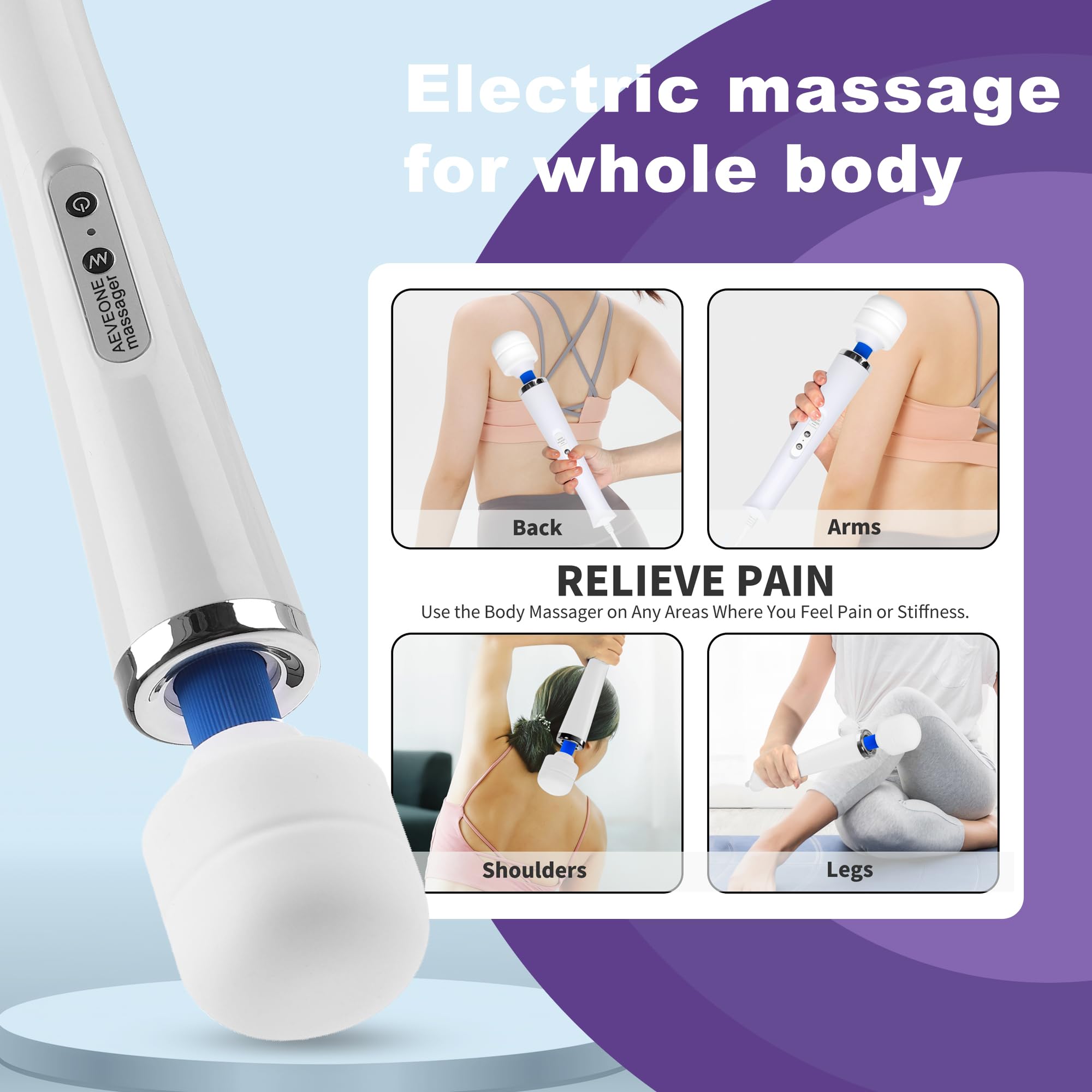 AEVEONE massager with long cord enabling uninterrupted sessions.