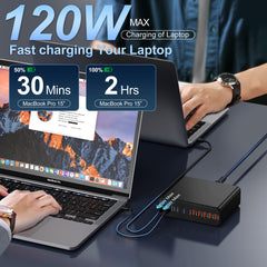 Aexhend 800W GaN charger port closeup with USB-C and USB-A ports