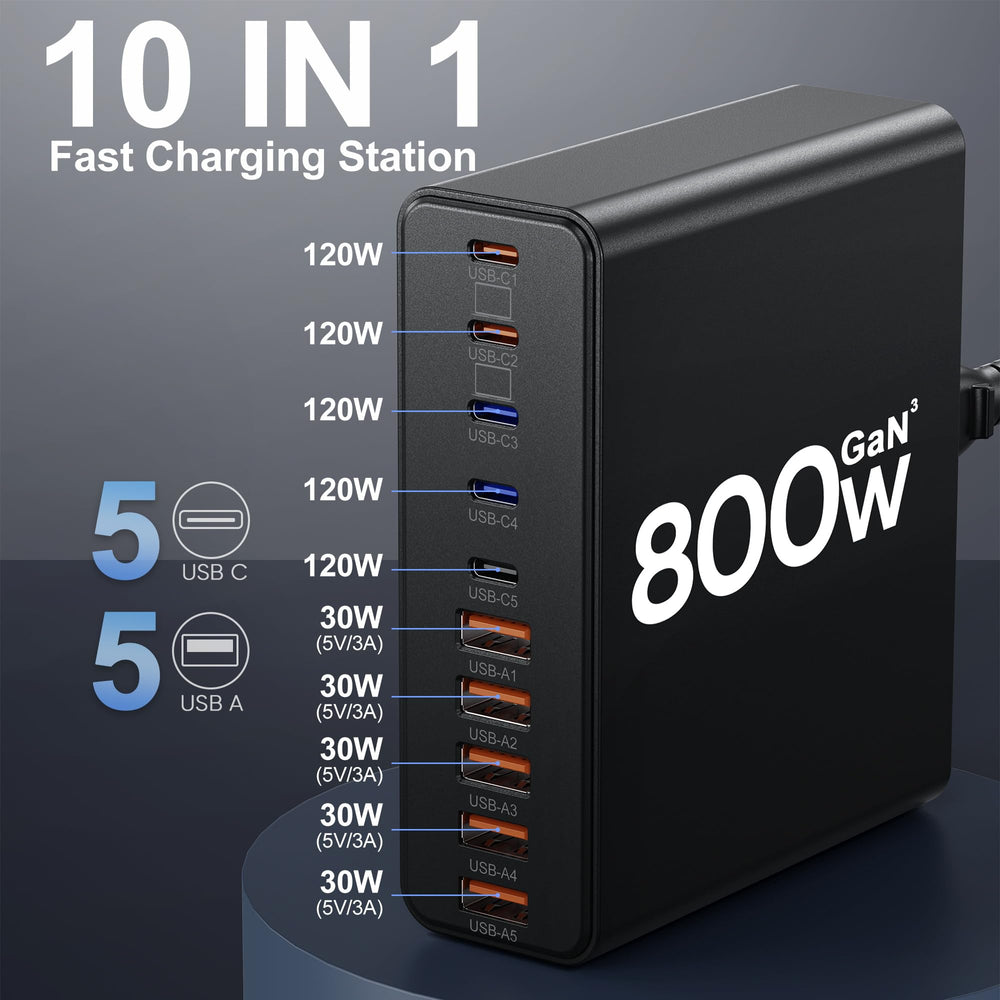 Aexhend 800W GaN charger block side view highlighting slim profile