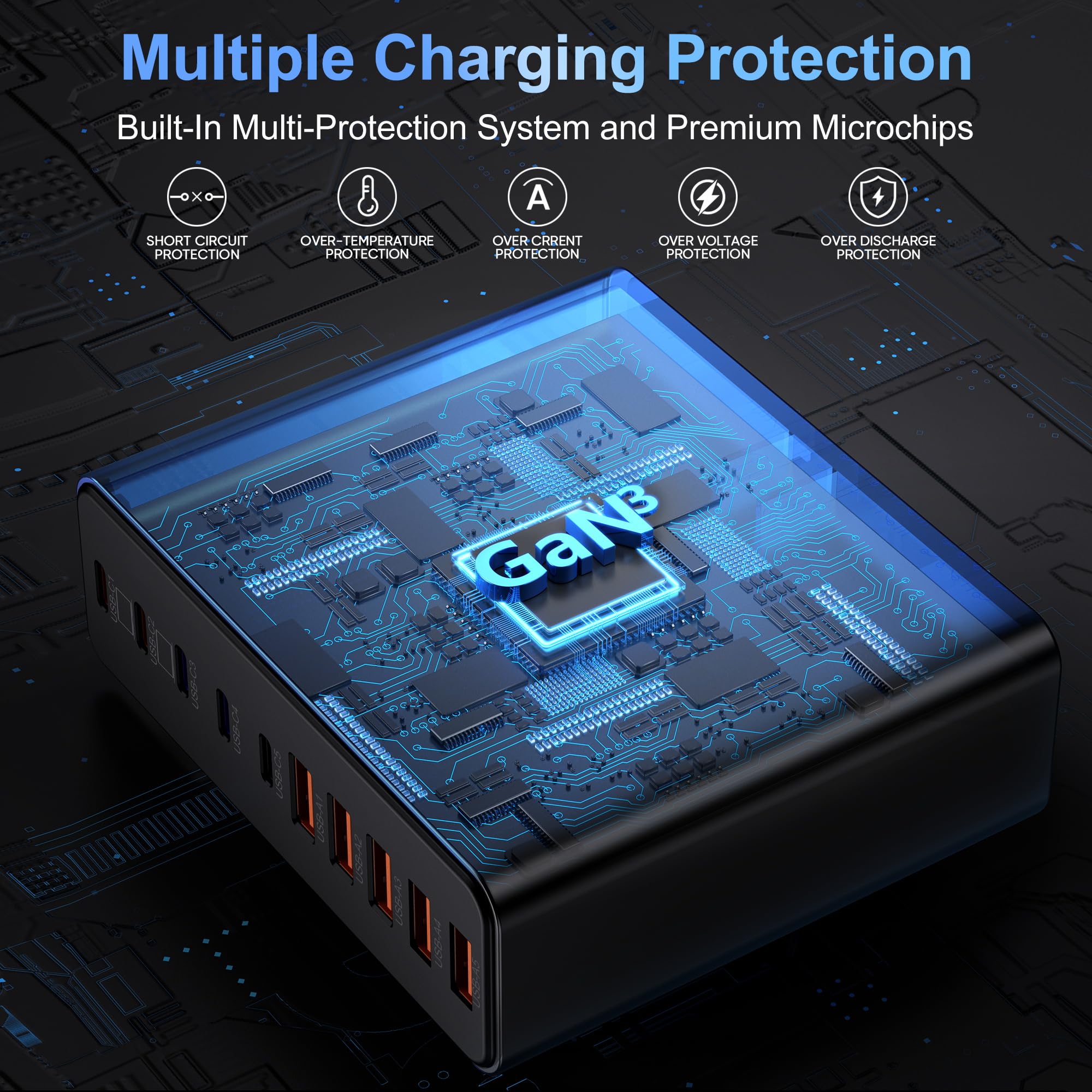 Aexhend 800W GaN charger block travel-ready kit for home or hotel setups