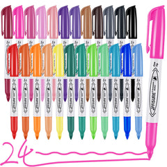 Affisure 24-color permanent marker set with bright caps for easy color coding