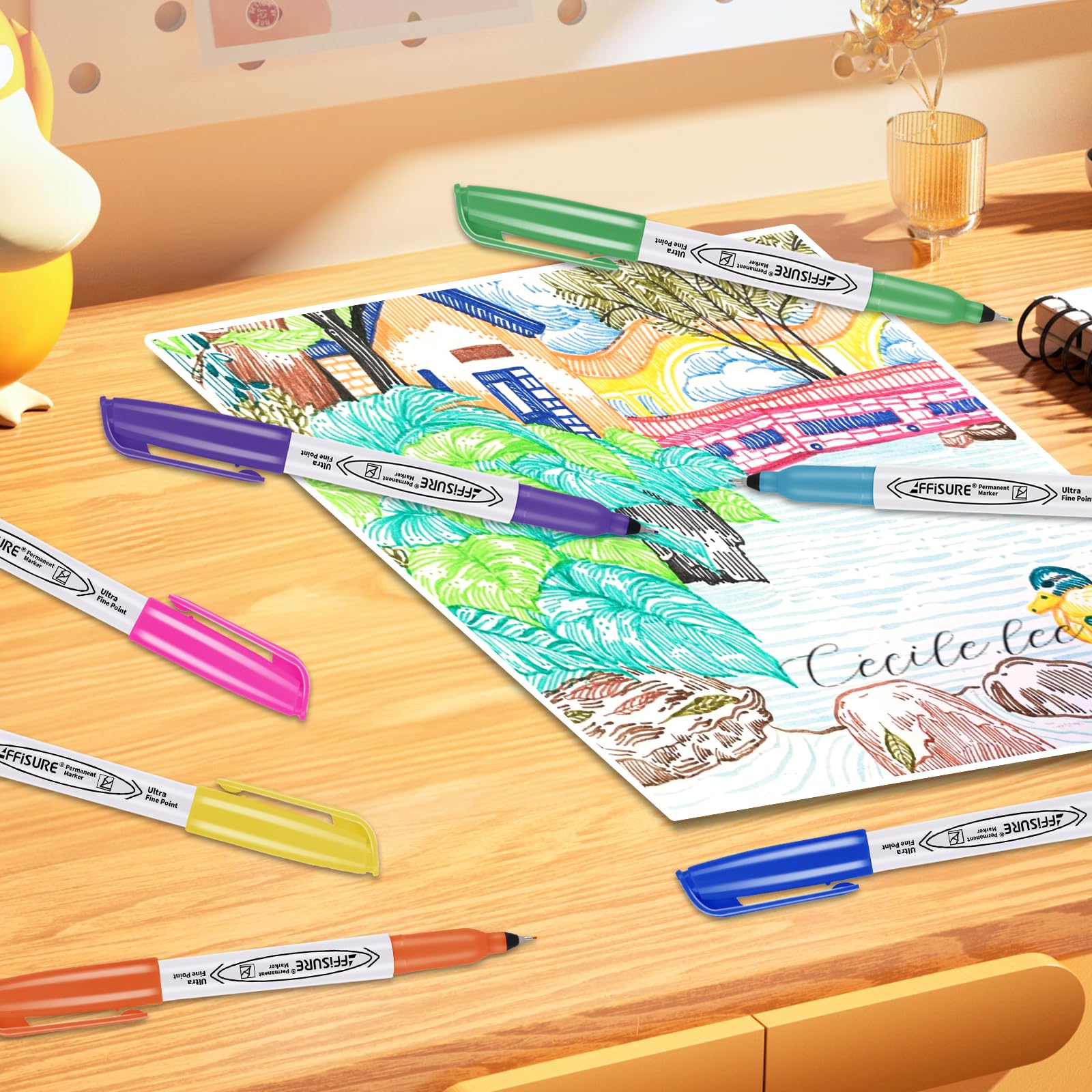 Affisure color-rich ultra-fine tips ideal for detailed drawings and outlines.