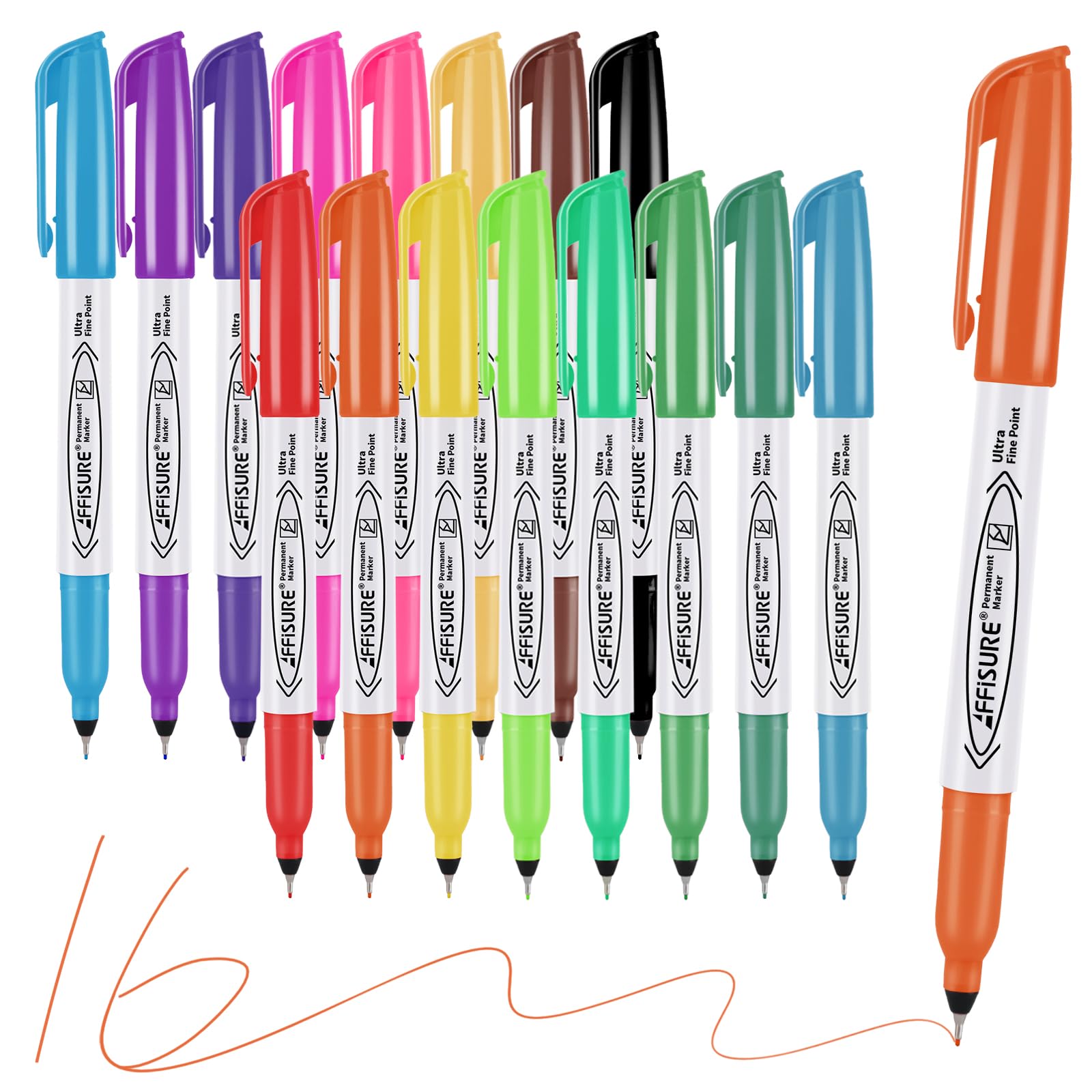Affisure ultra-fine point markers with 16-color palette for precise lines on wood and glass.
