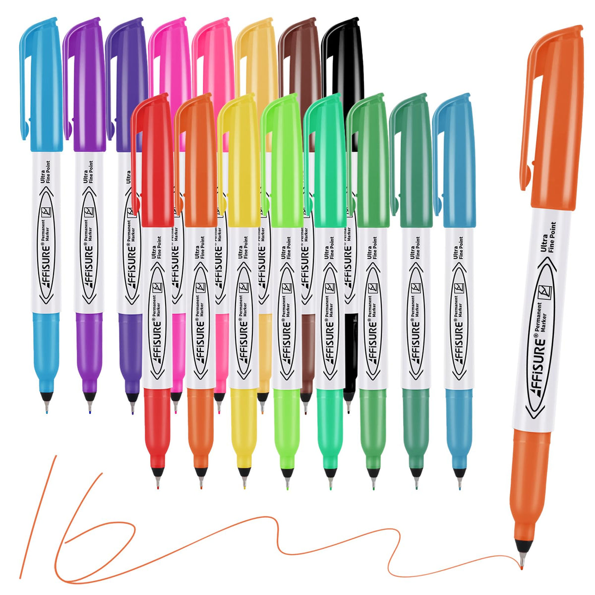 Affisure ultra-fine point markers with 16-color palette for precise lines on wood and glass.